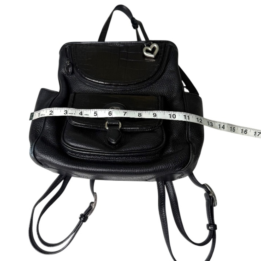 Brighton Donatella Leather Black Croc Embossed Backpack Purse Travel Work Bag - Picture 13 of 15